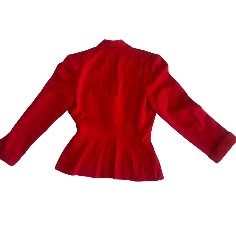 Bold Red Button Front Blazer‎ Women's Tailored Jacket Career Formal Occasion - Picture 3 of 5